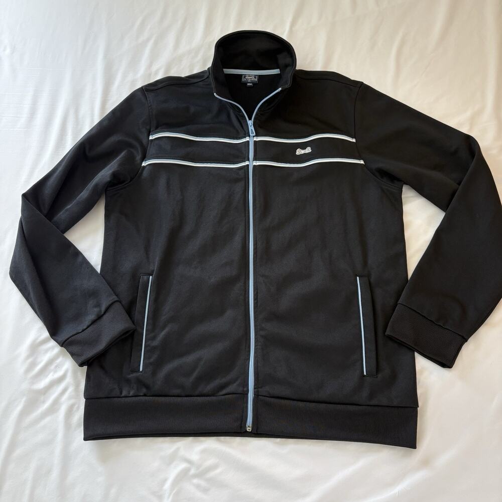 Le Tigre Men’s Bridge Track Jacket Black White Piping Full Zip Size XL Vtg Y2K
